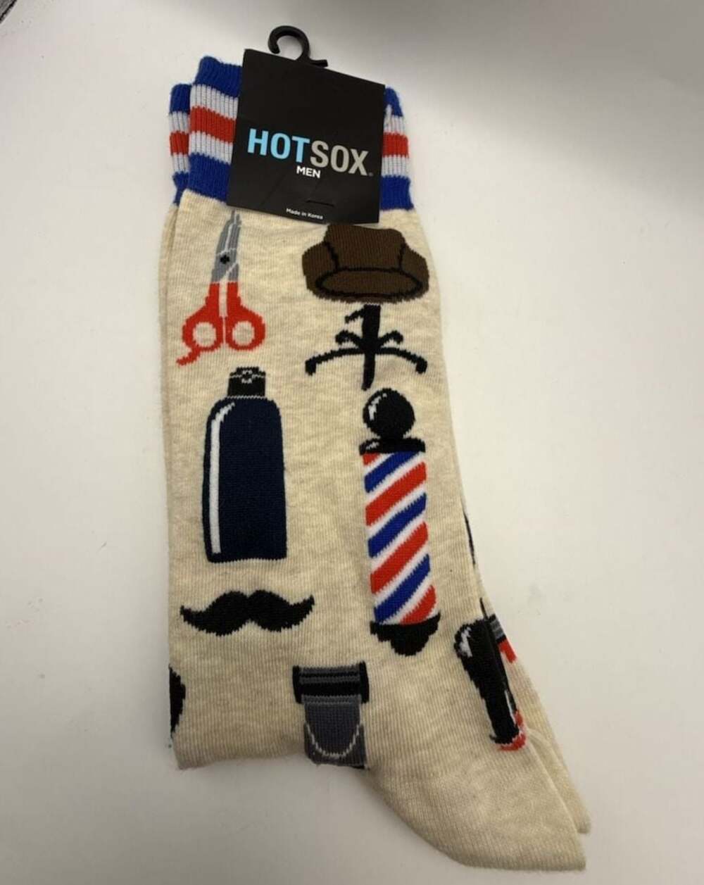 Hot Sox Men's Barber Shop Crew Socks